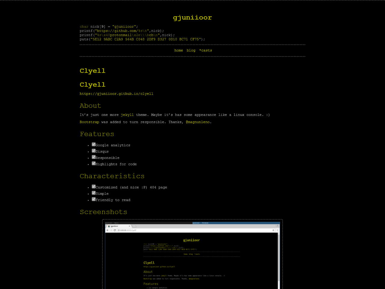 Clyell jekyll screenshot