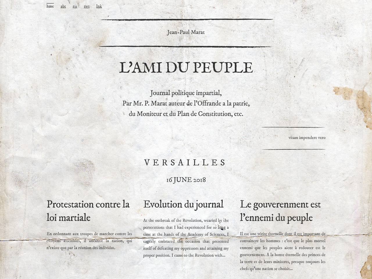 Marat jekyll screenshot